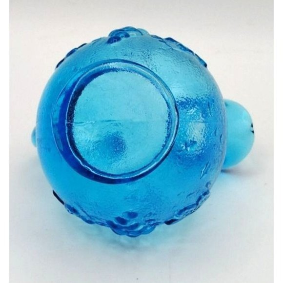 Vintage Glass Pitcher Kanawha Blue Grape Leaf Design, Charming Piece 4 Inch - Picture 11 of 12